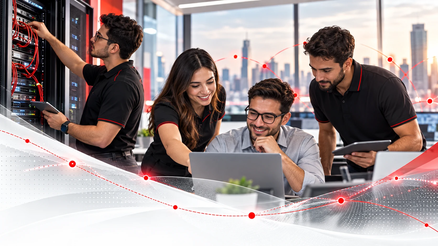 Equipo de IT trabajando con infraestructura y usuarios